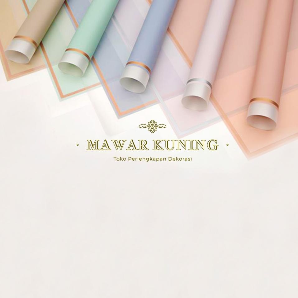 

Super Kualitas [ 1 Warna - 20 Lembar ] Cellophane Wrapping New Gold Border - AWF