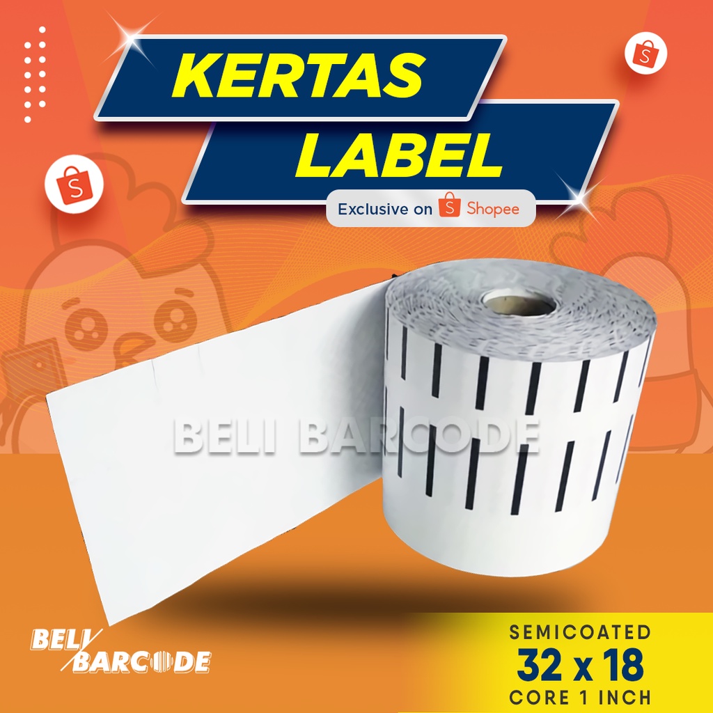 LABEL STIKER BARCODE SEMICOATED 32X18 CORE 1&quot; ISI 1000pcs