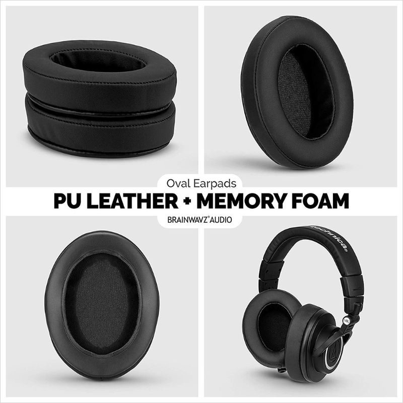 Btsg 1 Pasang Earpads Bahan Kulit Memory Foam Untuk Headset Brainwavz HM5 / MDR V6 / ZX 700 / AKG 701 Q701