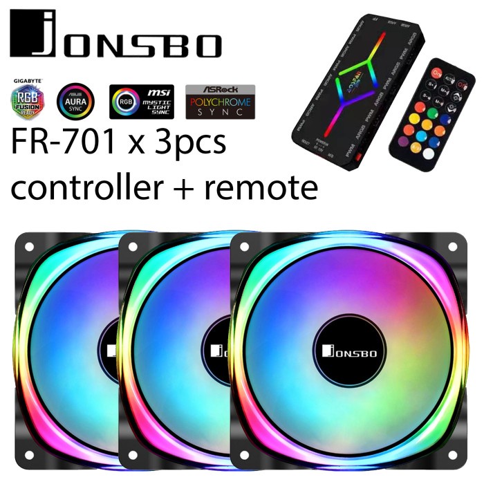 JONSBO FR-701 WHITE BLADE ARGB 3in1 + CONTROLLER FAN CASE 12cm KIPAS