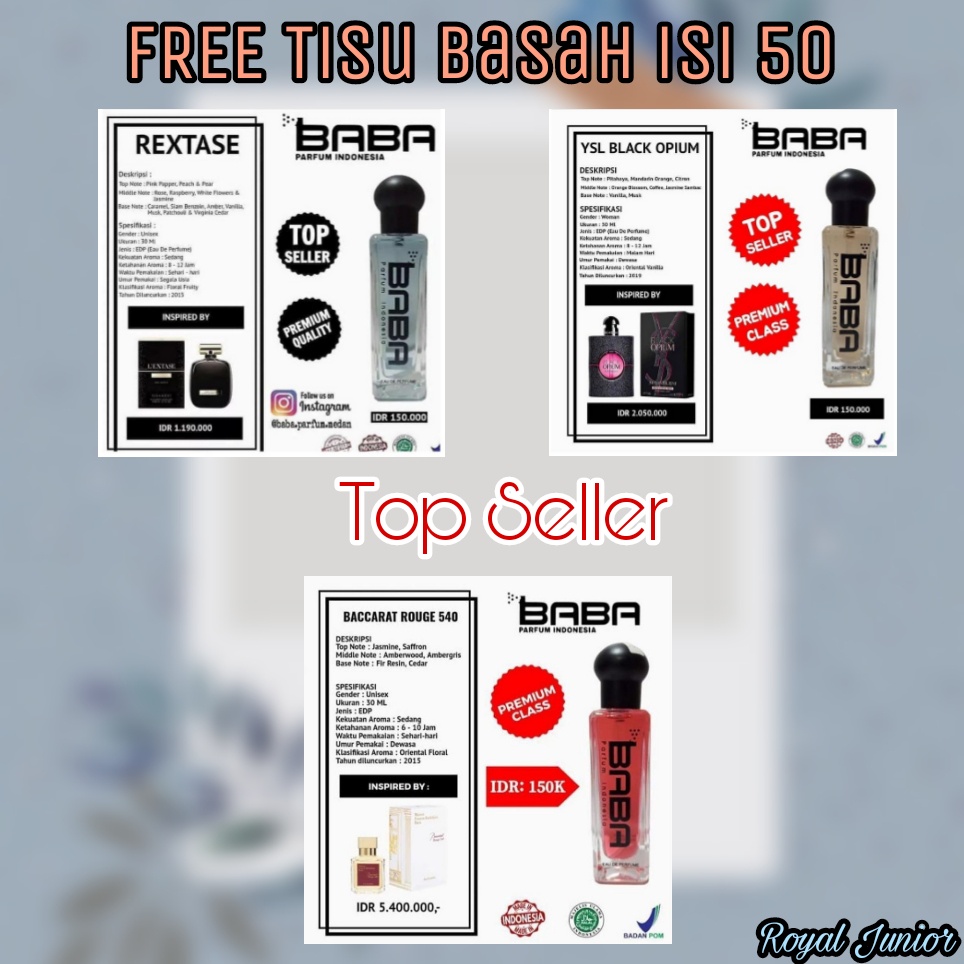 TOP SELLER BABA PARFUM EAU DE ORIGINAL + Free Tisu Basah isi 50