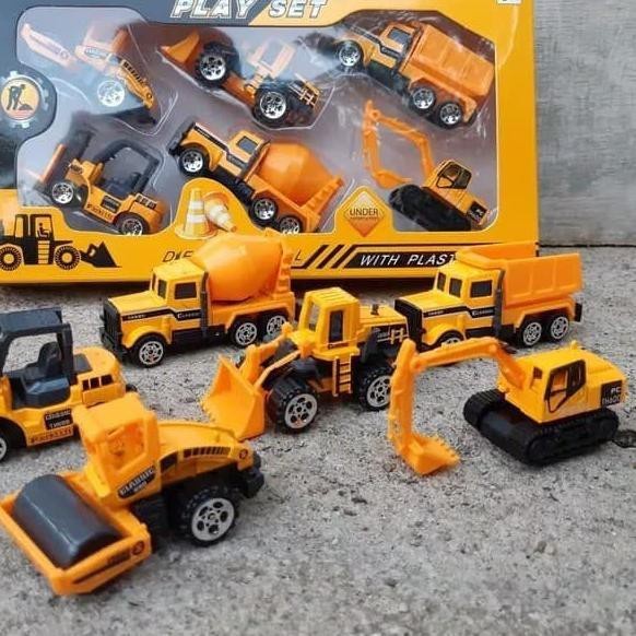 M182 Mainan Diecast Mobil Konstruksi Playset isi 6 Pcs