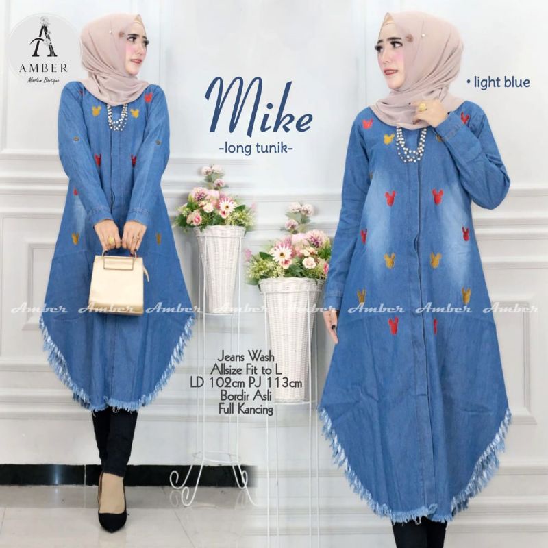 MIKE LONG TUNIK JEANS ATASAN WANITA LD 102CM