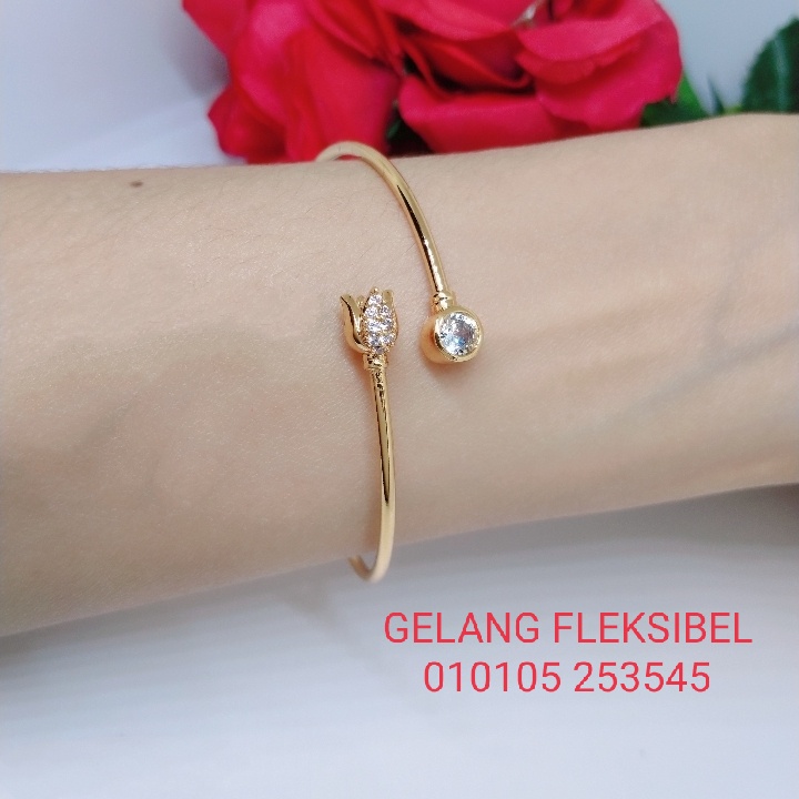 Gelang Tangan Bangle Fleksibel Wanita Titanium Xuping Perhiasan Aksesoris Fashion Lapis Emas Anti Karat