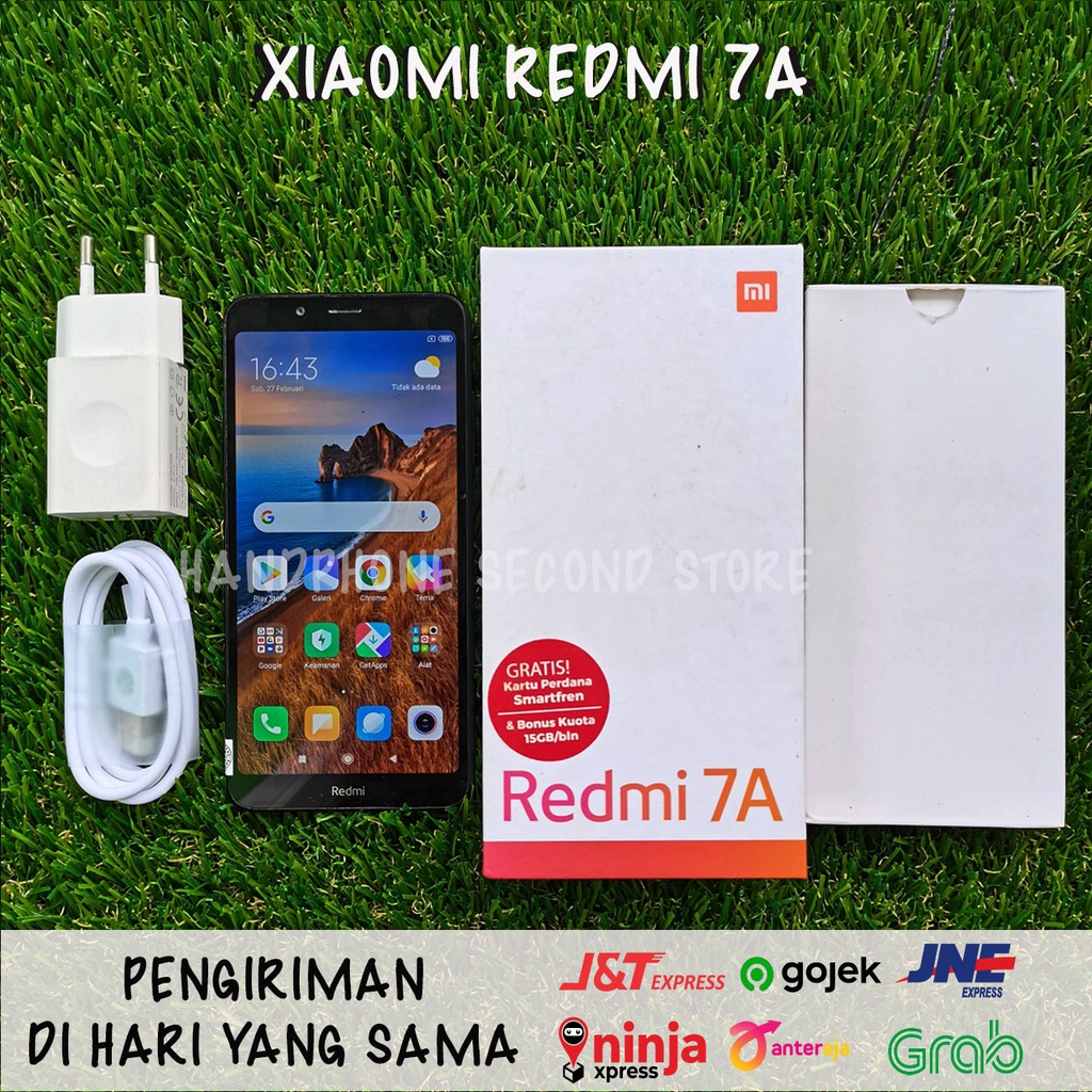 HP HANDPHONE XIAOMI REDMI 7A 2/16GB FULLSET NO HEADSET SECOND SEKEN BEKAS MURAH