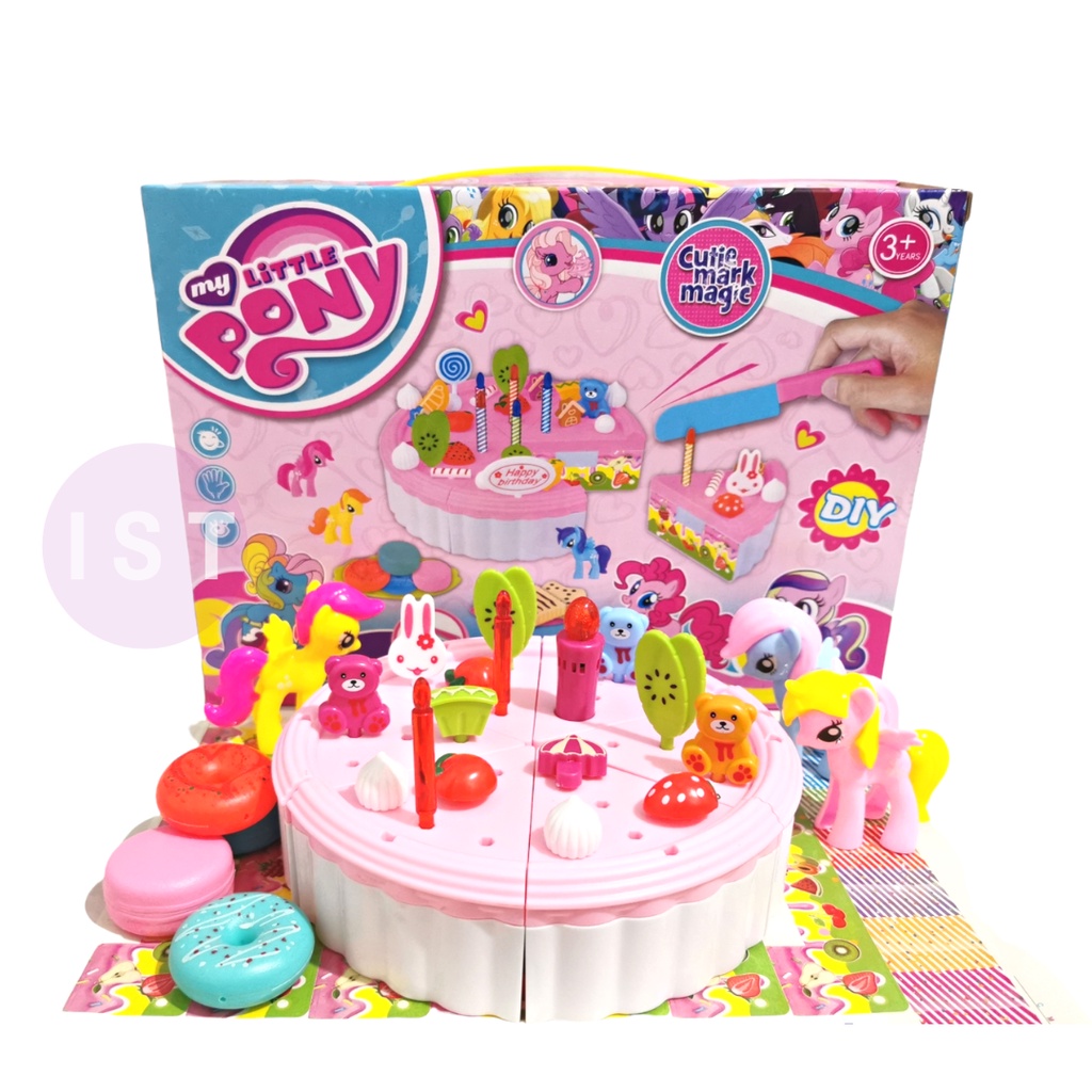 mwn.toys MAINAN KUE POTONG DIY BIRTHDAY FRUIT CAKE KUDA PONI BESAR No.300-1A