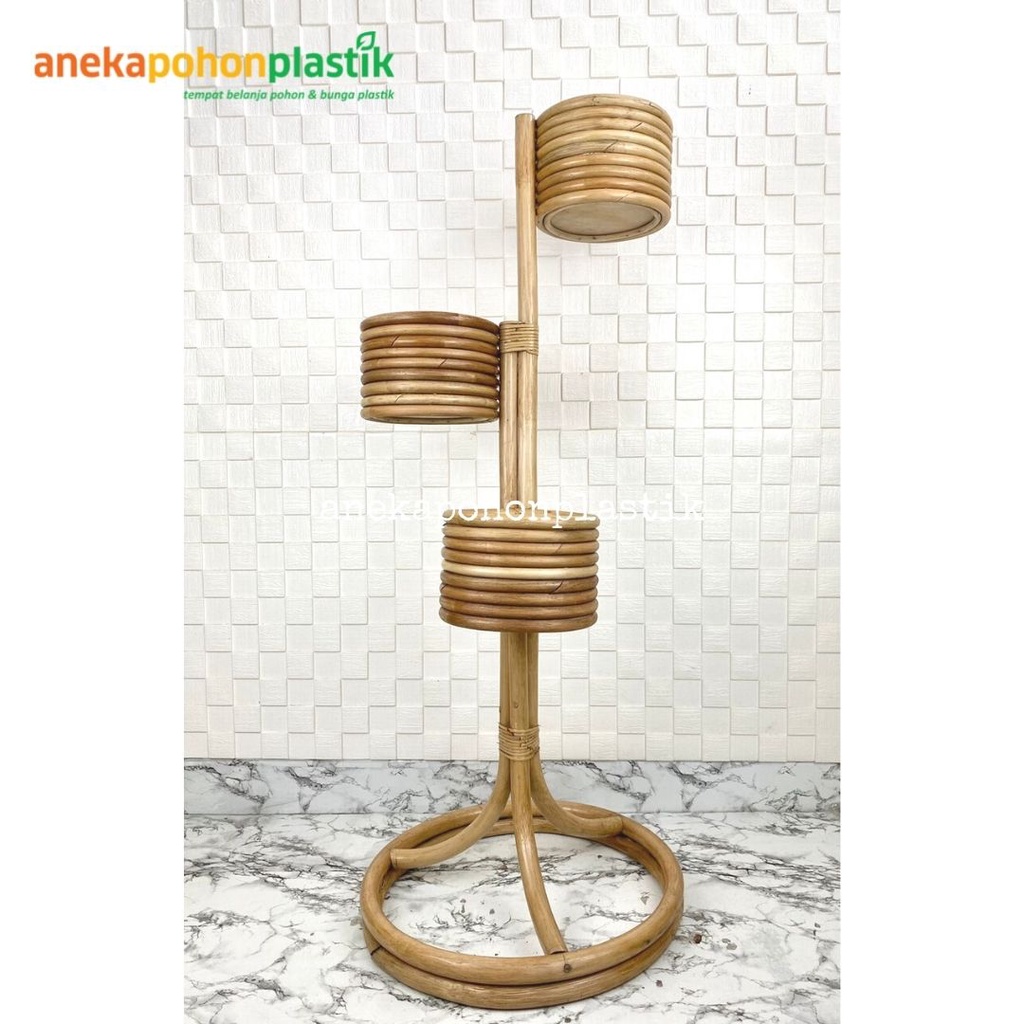 Tempat Pot Tanaman Tangga Tiga Tempat Pot Tanaman Susun Tiga Tempat Pot Tanaman Rotan Dekorasi