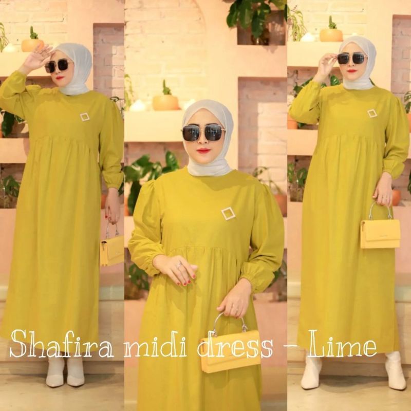 cod terbaru Safira MIDI dress polos kondangan katun rayon twill MIDI dress remaja MIDI dress trendy 