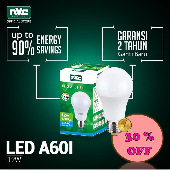 PROMO LAMPU BULB LED NVC 12W 6500K 220-240V ( GARANSI 2 TAHUN ) [Isi