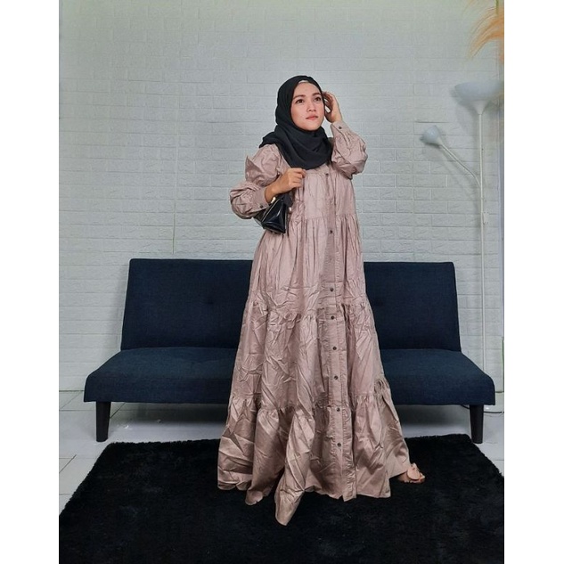 Gamis Coklat polos / Gamis coklat modern /Gamis coklat kekinian