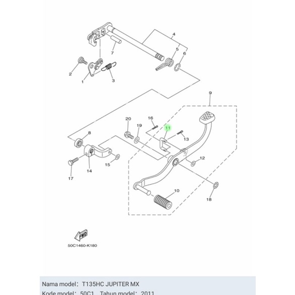 ROD SHIFT SAMBUNGAN PEDAL OPERAN VERSENELENG INJAKAN GIGI JUPITER MX NEW ASLI ORI YAMAHA 50C E8115 00