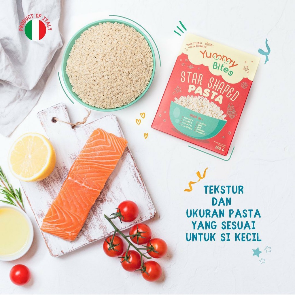 Yummy Bites Pasta 250 gram / Star Shaped Pasta Bayi 7 bulan+ (250 g)