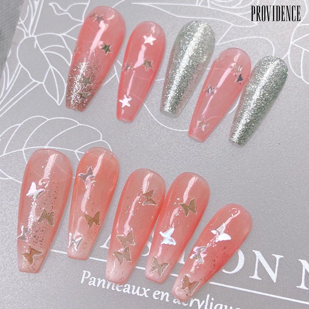 Sequin Tipis Bentuk Hati Pentagram Warna Silver Untuk Nail Art