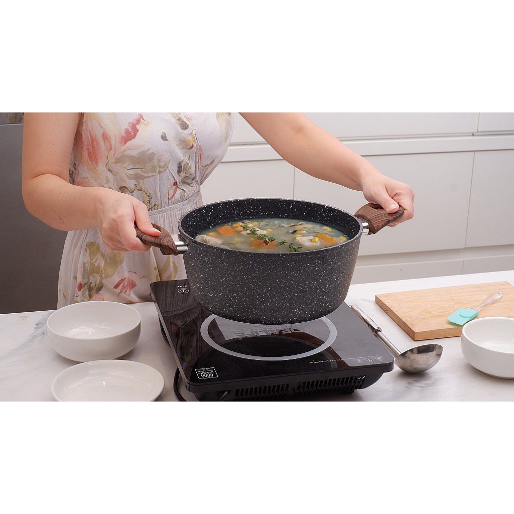 IDEALIFE - Dutch Oven Cookware - Panci Casserole 20cm - IL-20CR - Tutup Kaca