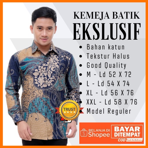 BATIK LENGAN PANJANG KEMEJA BATIK PRIA LENGAN PANJANG ORIGINAL size M L XL XXL KATUN HALUS