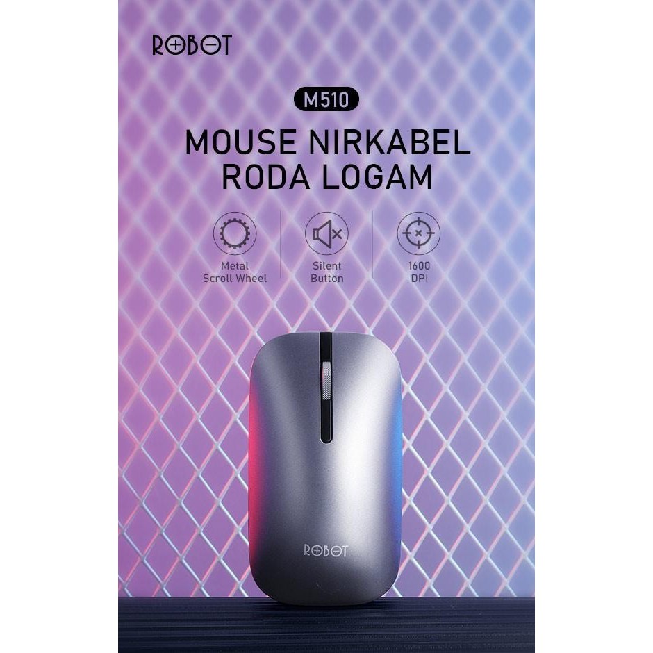 ROBOT M510 Mouse Wireless Silent Slim Metal Scroll Wheel 2.4G