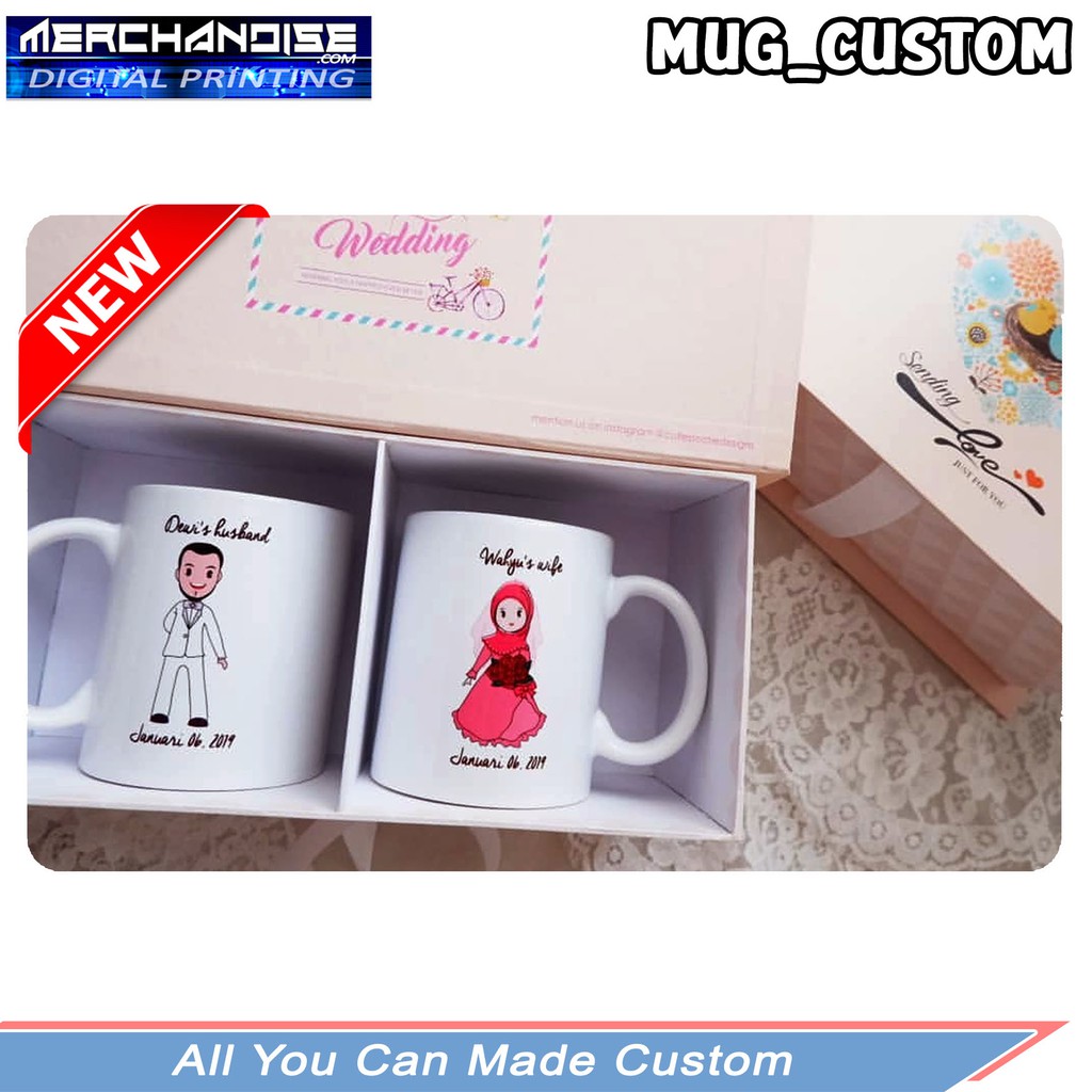 Jual Gelas Custom Kado Pernikahan Hijab Hadiah Wedding Custom Mug Kado Pernikahan Kado 6990