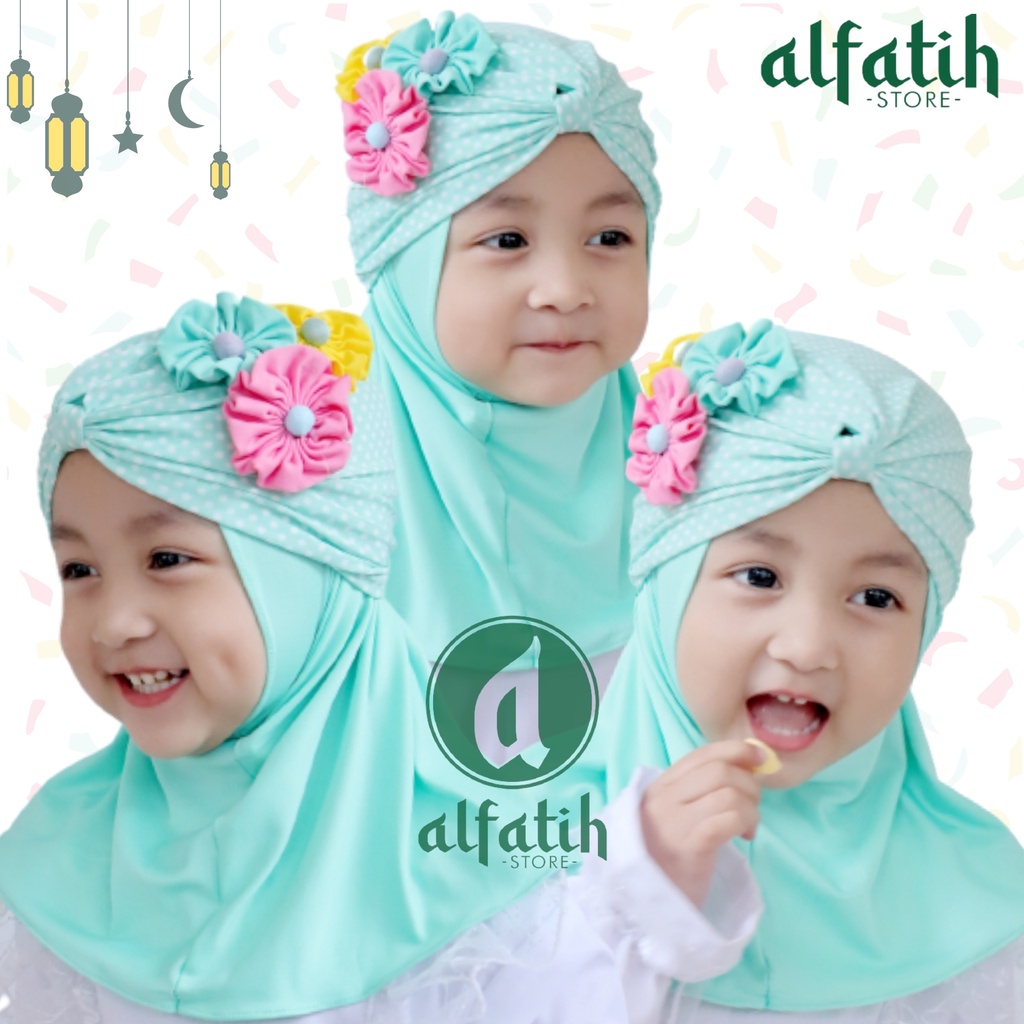 ALFATIH STORE / JILBAB ANAK TURBAN COMBI POLKA / JILBAB ANAK MURAH / HIJAB ANAK / HIJAB BAYI KHIMAR / Kerudung Anak Jilbab Hijab Anak Bayi Perempuan / pastan baby / hijab anak / Jilbab Anak bayi Usia 0-3 Tahun Bahan Jersey Premium Nyaman Di Pakai