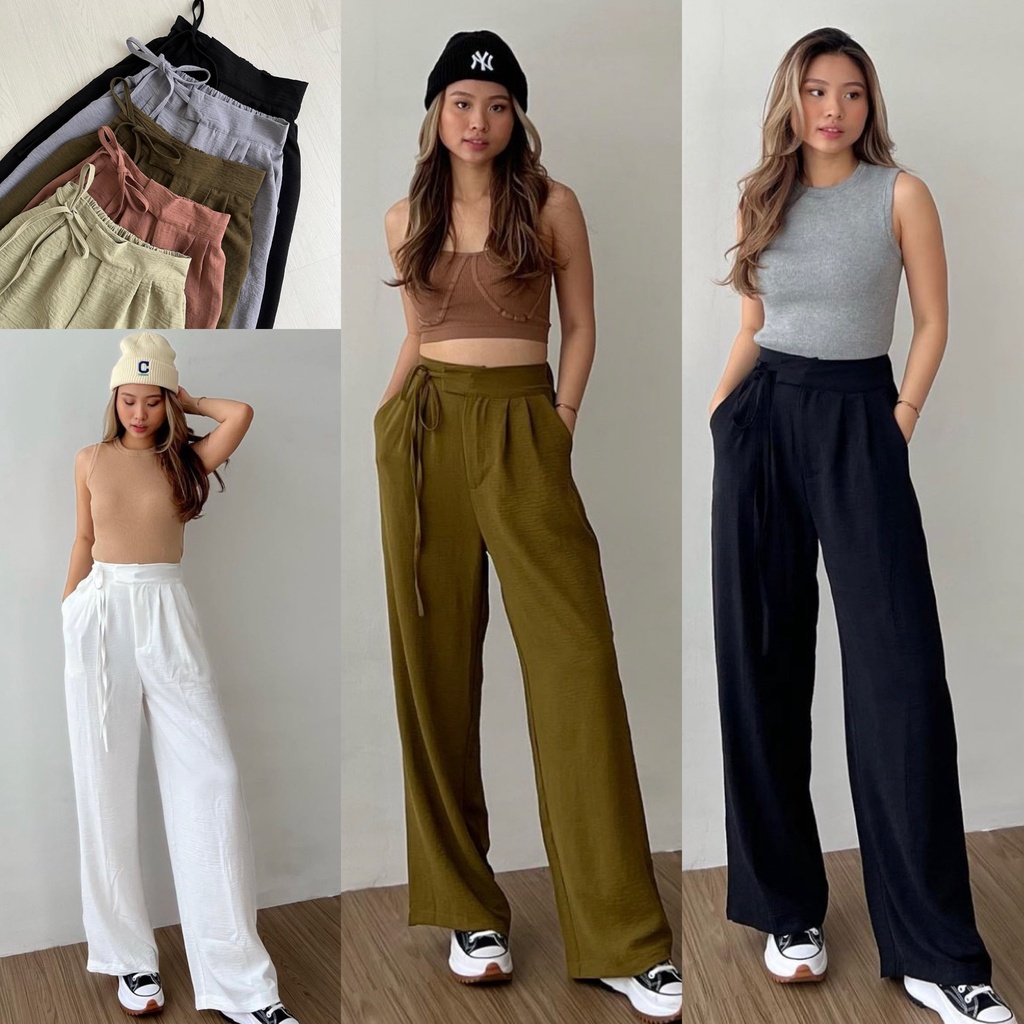 Trivela - Jennie Pants - Celana Kulot Crinkle Highwaist - Cullotes Pants Anti Ngatung - Zoey Pants SJJ