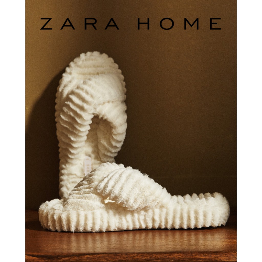 Zara Sandal Rumah Tebal Empuk Zara Home Slipper Crossover Faux Fur Original Pria Wanita Dewasa