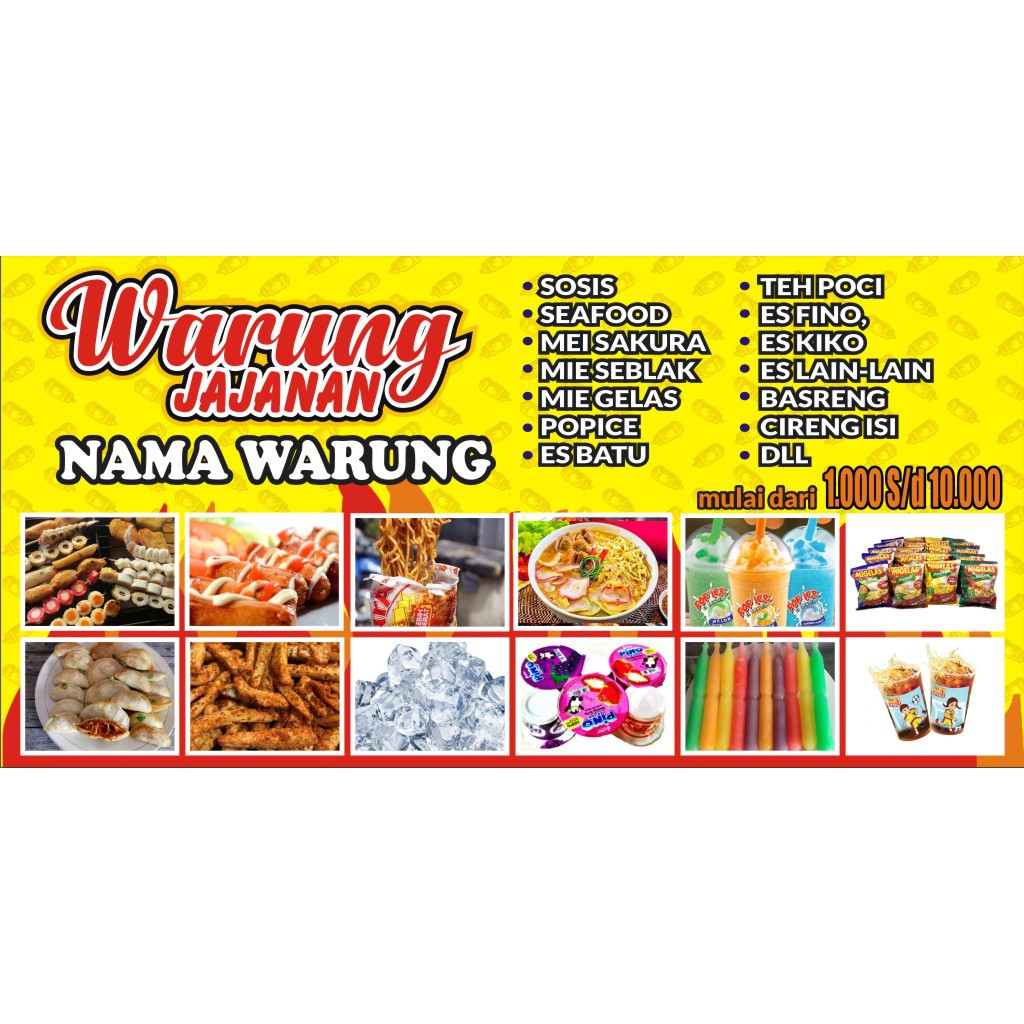 Jual Spanduk Warung Jajanan Bisa Ganti Nama Dan Menu Indonesia Shopee Indonesia