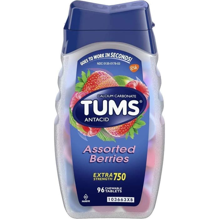 TUMS ANTACID 750 Assorted Berries ( 96 Tablets ) / Obat Maag