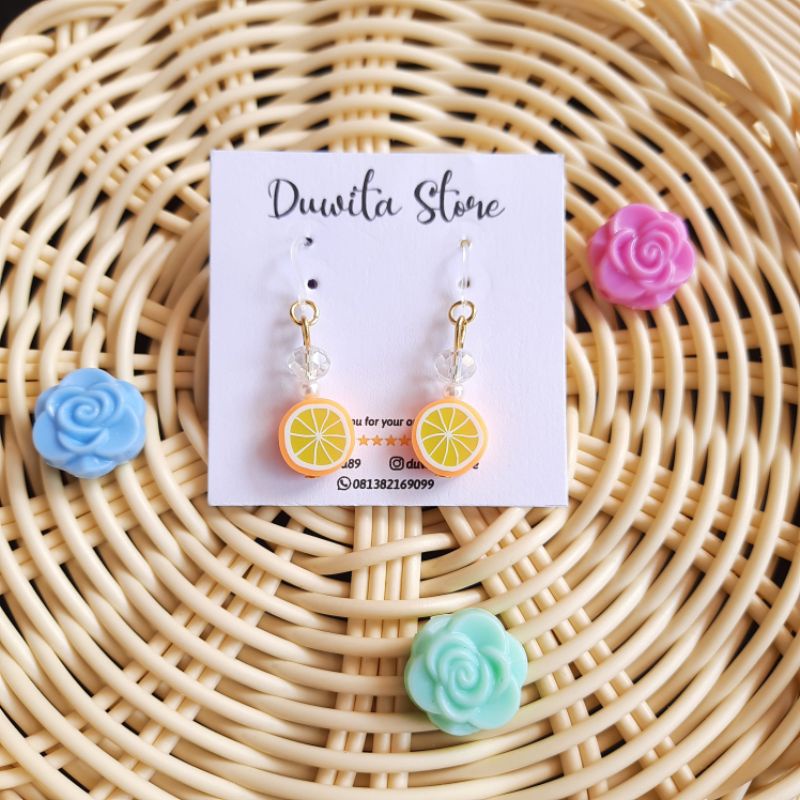 HANDMADE ANTING ANAK KAITAN PLASTIK MOTIF FRUITY (Clay)