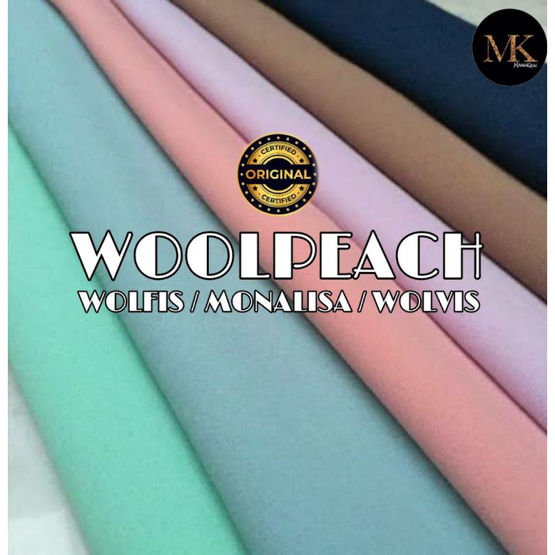 Kain Wolfis Meteran Polos Woolpeach