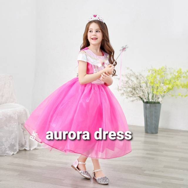 Gaun Anak - Ulang Dress Aurora Gaun Anak Pesta Princess Pink Tahun Baju