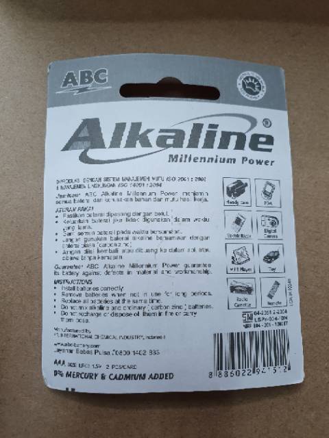 Baterai A3/AAA ABC Alkaline Millenium Power isi 2 pcs Original