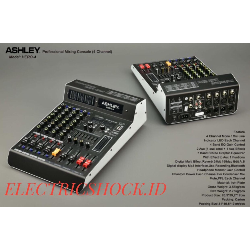 MIXER AUDIO ASHLEY HERO 4 / HERO4 / HERO-4 4 CHANNEL ORIGINAL