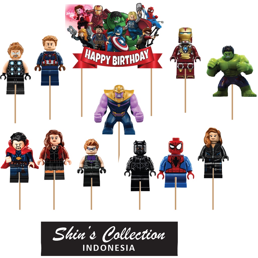 Cake topper Lego Avengers set isi 12 pc