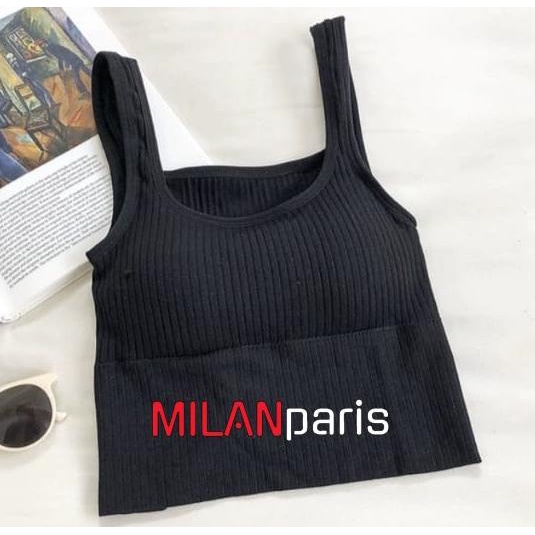 TANKTOP BRA / CROP TOP WANITA DENGAN BUSA - Hitam