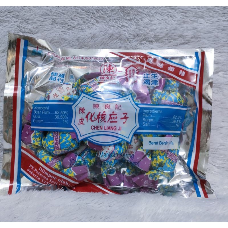 Chen Liang Ji Manisan Buah Plum Kering(Chan Pui Ying Che) Tanpa Biji 180 gr