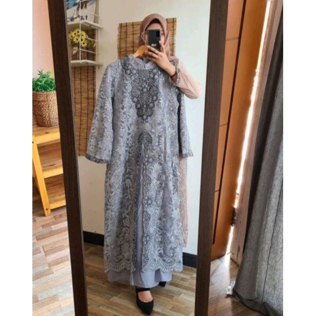 Gamis Cardigan Corneli Bordir Kayla Original Butik