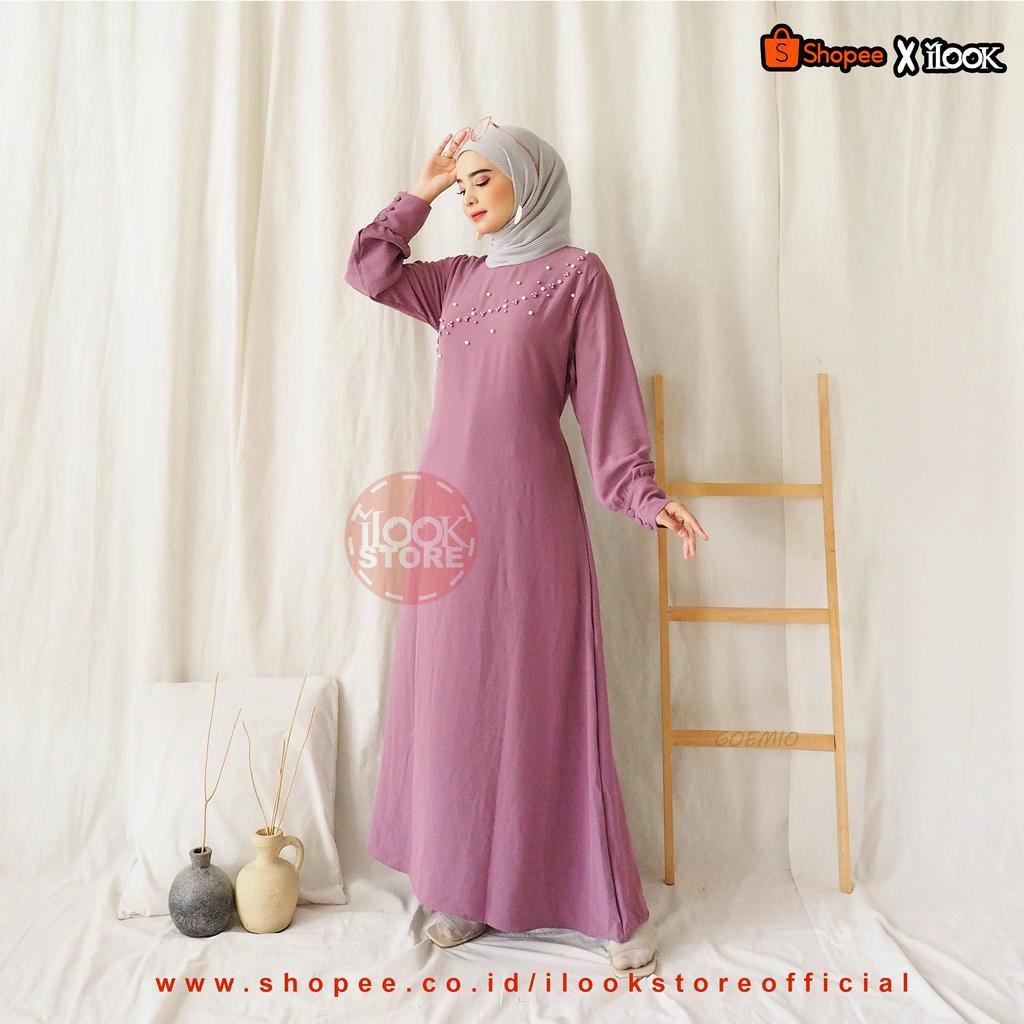 ilook | Syanas Dress | Dress Maxi Wanita | Gamis Mutiara | Gamis Lebaran 2023