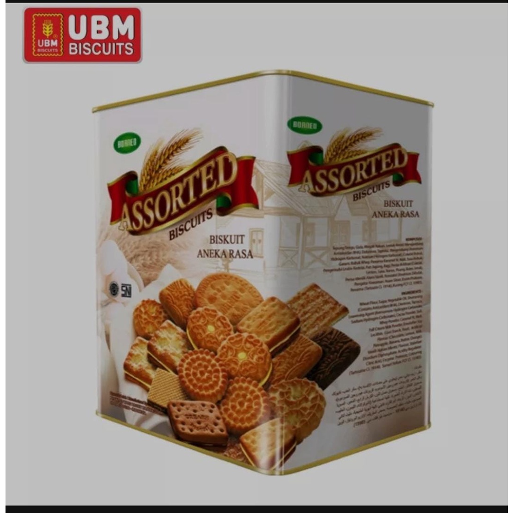 TERMURAH 1 DUS ISI 6 BISCUITS ASSORTED BORNEO 650 GRAM/ BISKUIT UBM KALENG BESAR KOTAK GROSIR