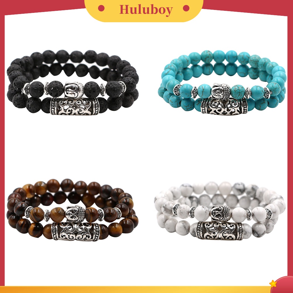 Hu Hu Hu Hu Hu Alat Bantu Pasang Kacamata♡ 2pcs Gelang Manikmanik Batu Alam Dengan Charm Kepala Budha Untuk Priawanita