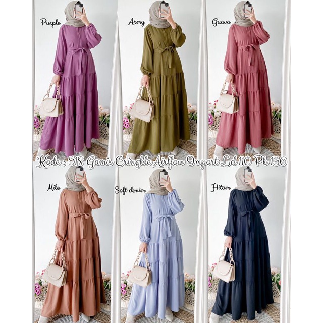 Gamis Crinkle Airflow Import Ribyka 518