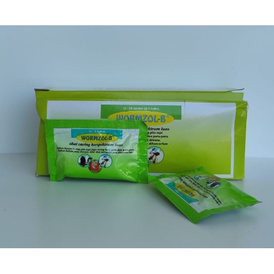 WORMZOL B 1 BOLUS SACHET - Obat Cacing Cacingan Sapi Kerbau Kuda Kurus