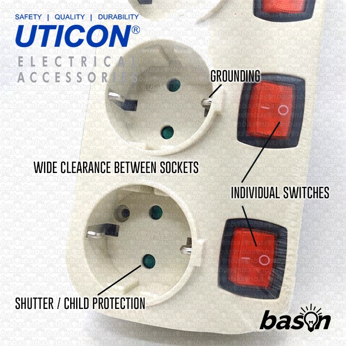 UTICON ST8582SN tanpa kabel - Stop Kontak + saklar pada setiap lubang