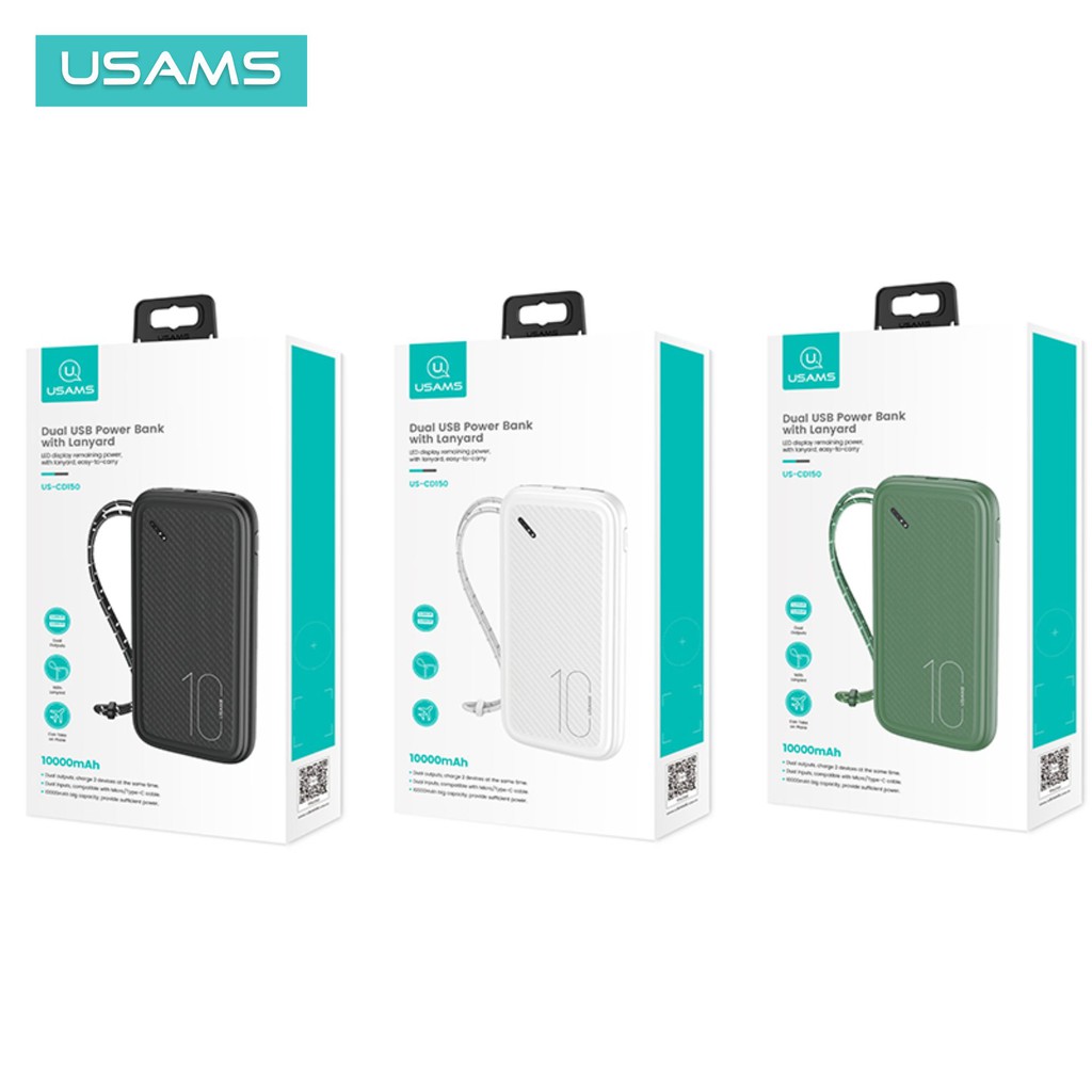 USAMS PB56 Powerbank 10000mAh With Lanyard Dual USB