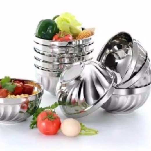 Mangkok Bowl  Ulir Stainless Anti Panas 11cm/12cm/13cm/14cm/15cm/16cm/18cm