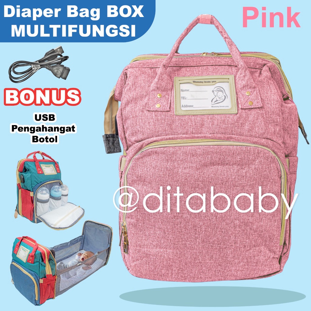 Diaper BAG + Bed Bayi anelo tas diaper bag tas bayi tas living Tas Kasur Bayi Diaper Bag Multifungsi