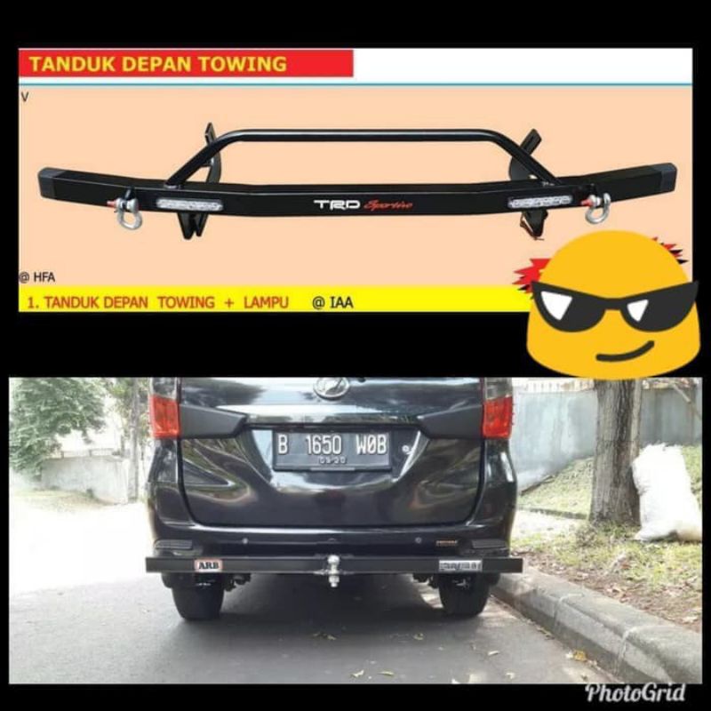 PAKET TANDUK DEPAN BESI LED+TOWING BELAKANG AVANZA/XENIA/VELOS 2012-2020