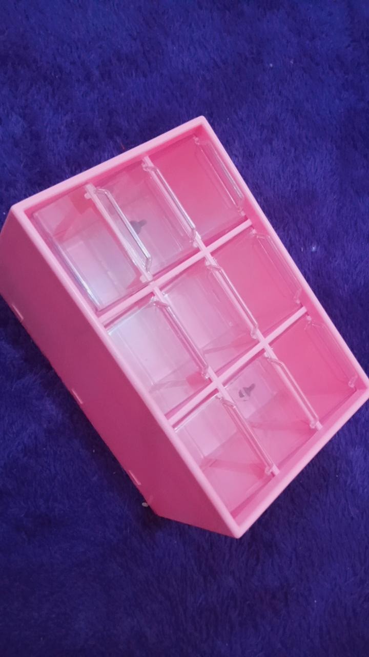 Laci Rak Tempat Kotak Lemari Penyimpanan Perhiasan Emas Kosmetik Ikat Rambut Uang Alat Tulis 9 Laci