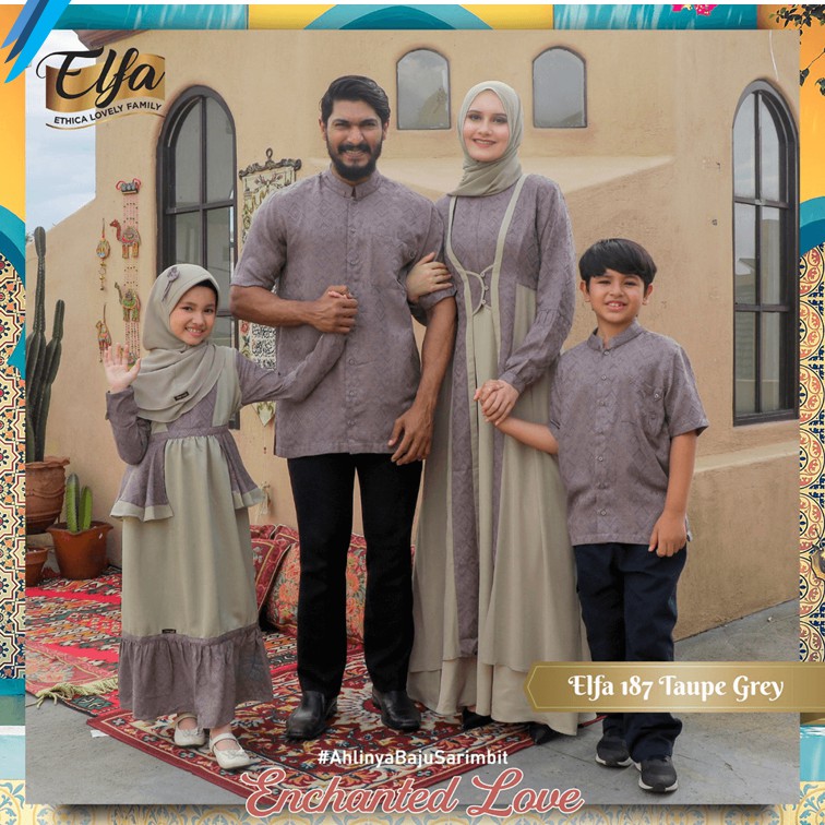 Gamis Sarimbit Couple Keluarga Muslim 2021 Eticha ELFA 187 TAUPE GREY