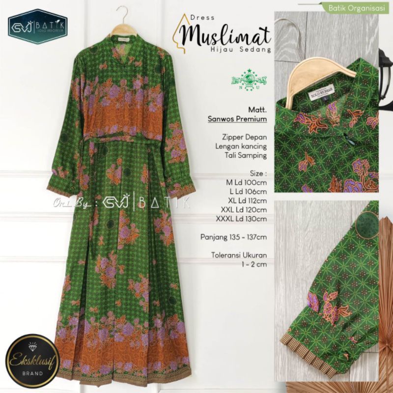 PROMO GAMIS BATIK MUSLIMAT NU TERBARU 2023 SERAGAM HIJAU WANITA PAYUNG PENGAJIAN FATAYAT NU DEWASA