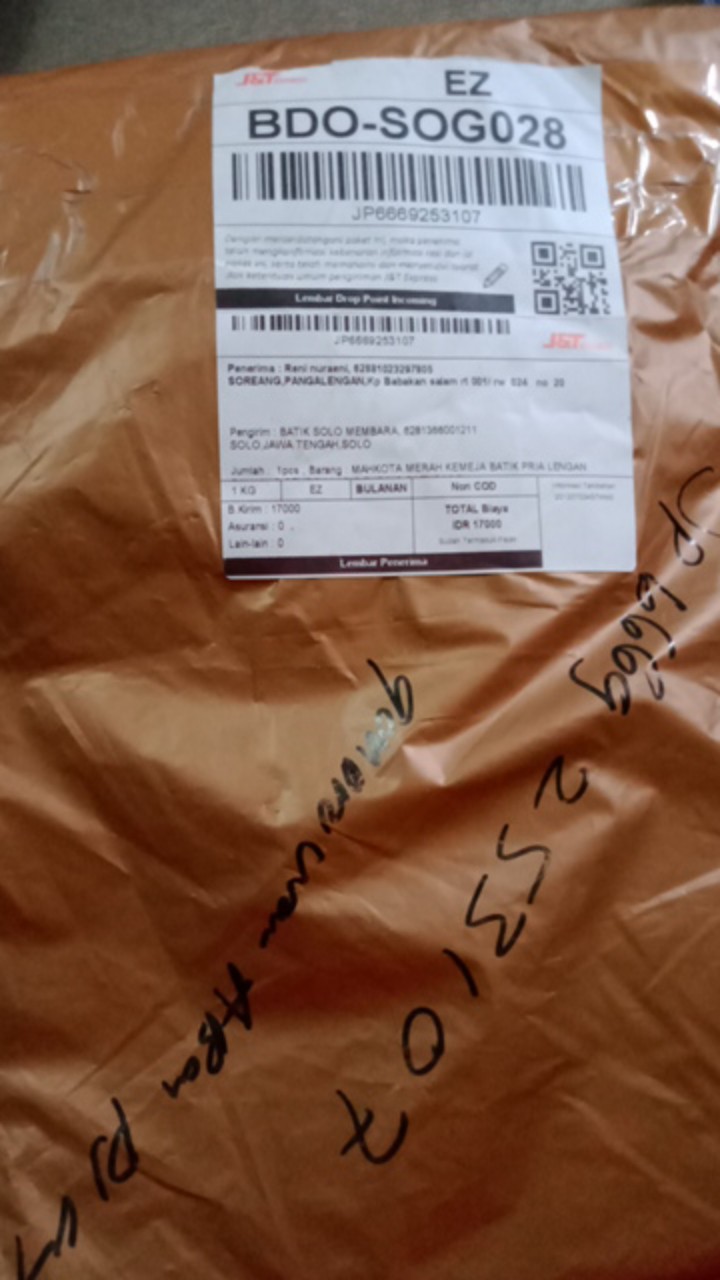 Mahkota Merah Kemeja Batik Pria Lengan Panjang Pendek Lapis Furing Baturaden