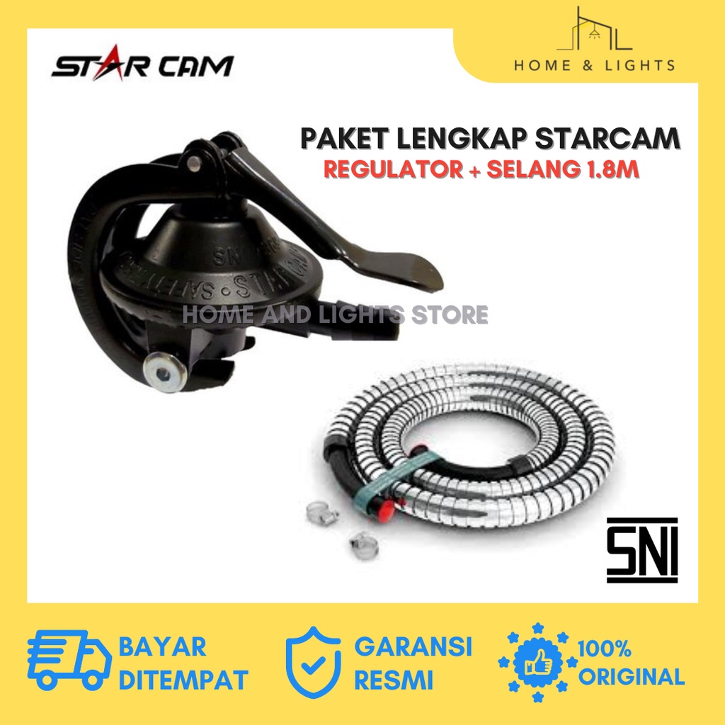 STARCAM Regulator Gas Meter Otomatis SC-23M SC-23S Regulator Gas Black Edition | Kepala gas Anti Bocor Lulus SNI